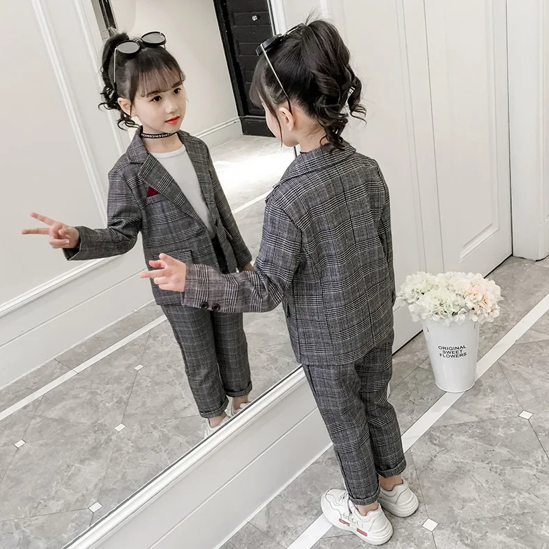 Girls Suit Coat+Pants 2Pcs/Sets 2023 Stylish Spring Autumn Teenager Kid School Outdoor Clothes Kids Children Clothing