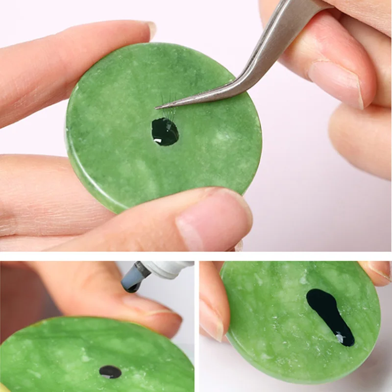 Eyelashes Extension Jade Stone Green Glue Lashes Jade Stone False Eye Lashes Glue Pad Adhesive Holder Useful Make Up Tools