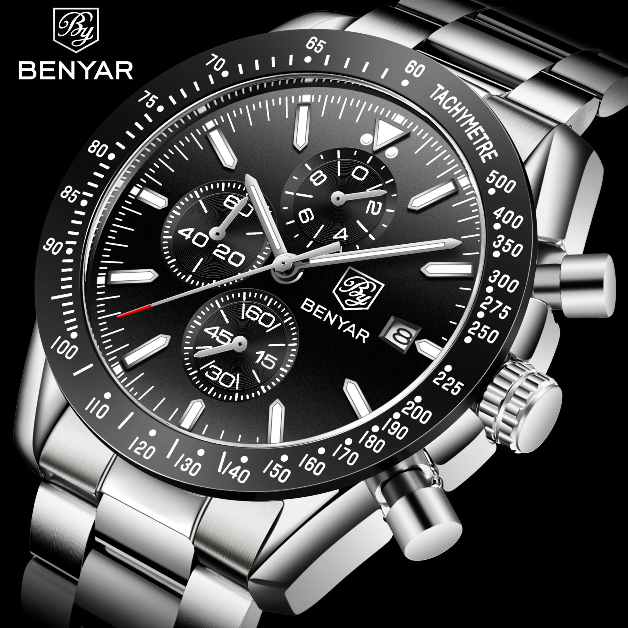 

BENYAR Original Mens Watches Top Luxury Brand Business Steel Quartz Clock Casual Waterproof Male Wristwatch Relogio Masculino