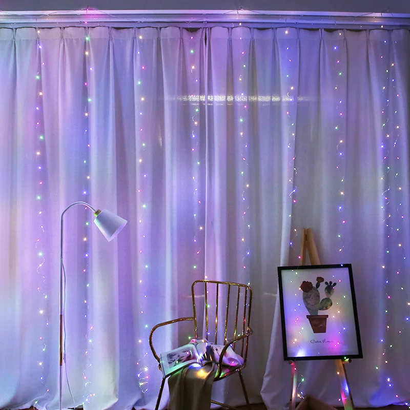 Natale LED String Light Curtain LED Garland USB Remote Lights per Holiday Wedding Party Home Bedroom Window Lamp Decoration