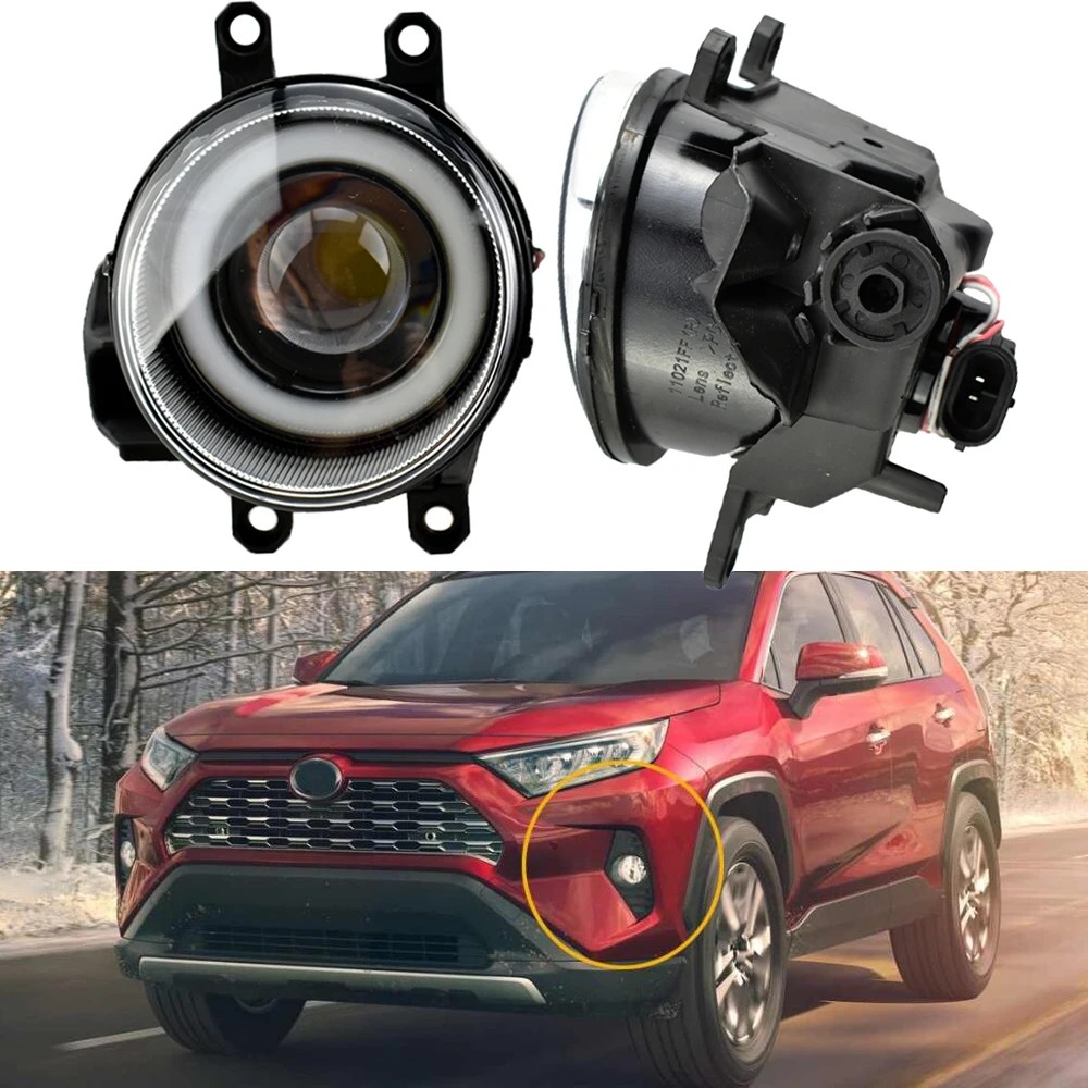 2pcs Fog Lamp Assembly Super Bright LED Fog Lights + Angel eye For for T oyota RAV 4 2019 2020 RAV4 Front Bumper Lamp