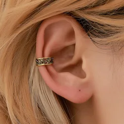 U-shape Simple Hollow Geometry Retro Punk Pattern Golden Silver Plated Alloy Ear Cuff Clip Earrings for Women