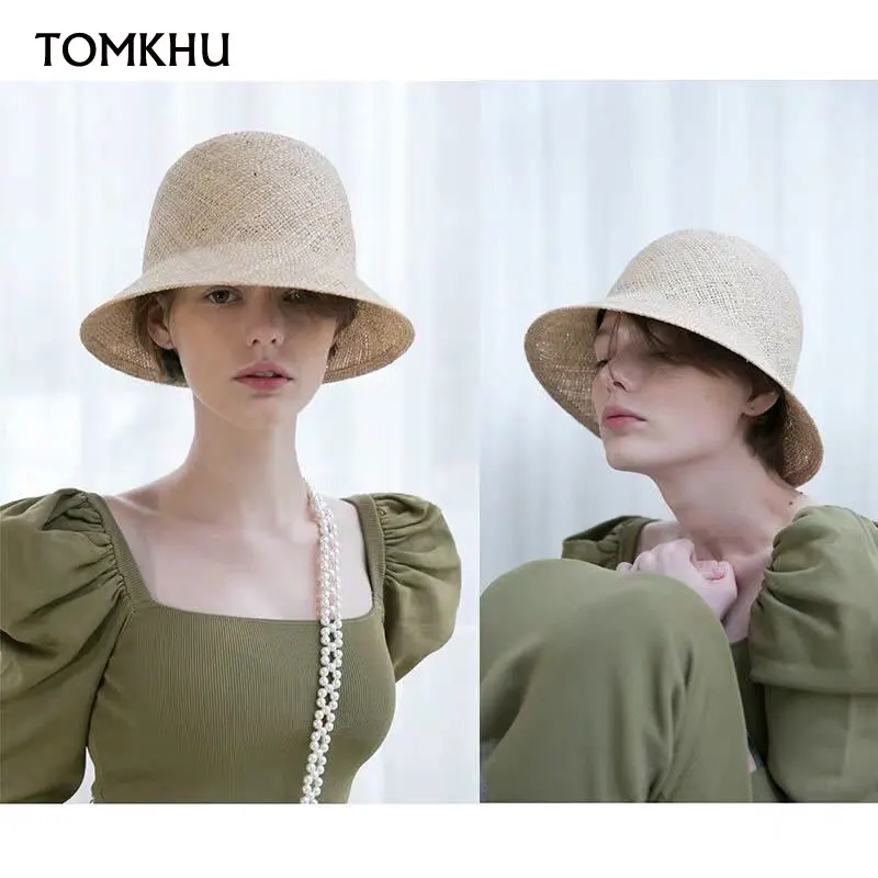 NEW Clasical Women Cloche Sun Hats Seagrass Beach Straw Hat Travel Elegant Short Brim Summer Church Hat Cap Derby Fedoras Hats