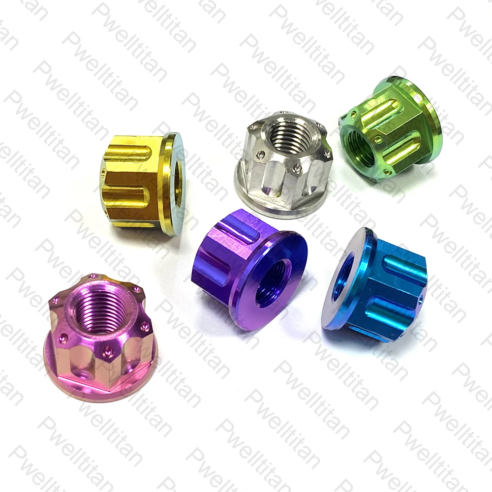 Imagem -06 - Titanium Nuts Flange ti Liga Hexágono Hex Prendedor para Mtb Bicicleta de Corrida da Motocicleta 1.25 mm 1.5 mm Passo Peças m5 m6 m8 M10 M12