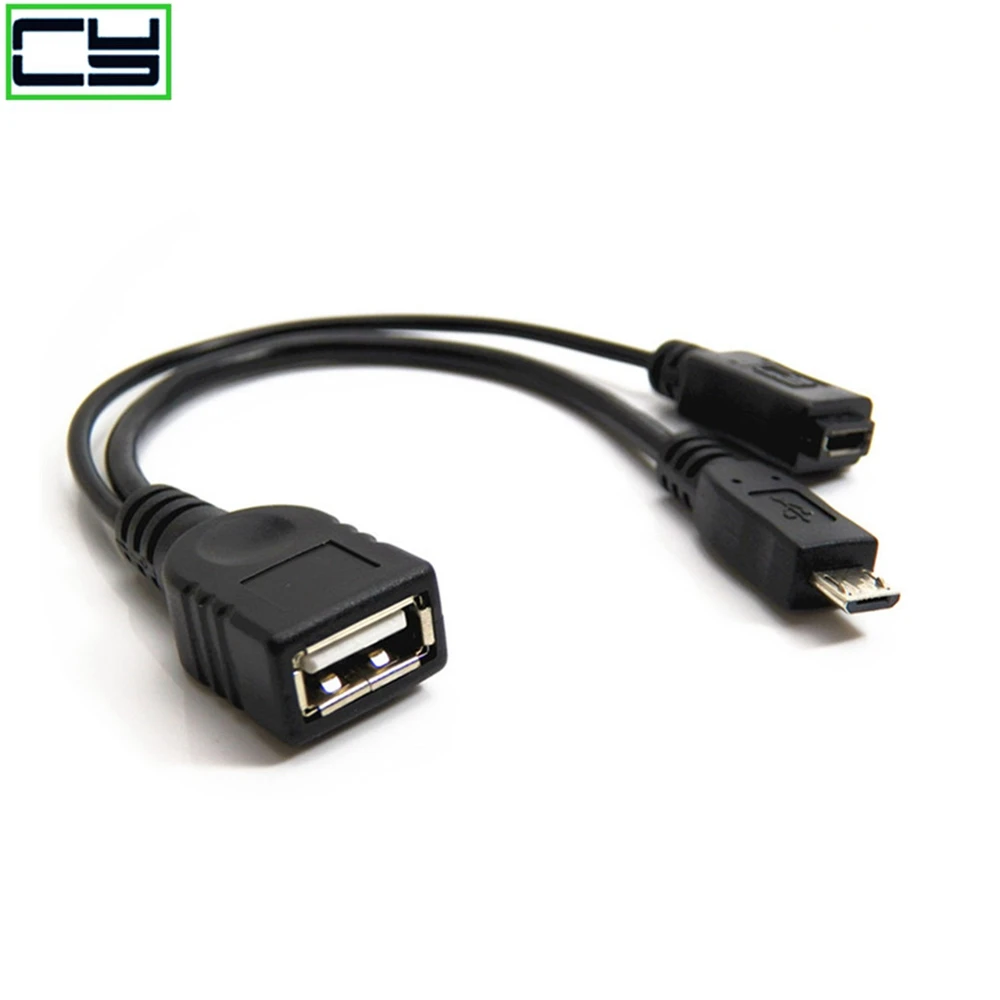 2PCS 2 In 1 OTG Micro USB Host Power Y Splitter USB Adapter to Micro 5 Pin Male Female Cable