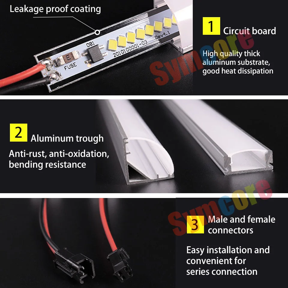 4pcs LED Cabinet Bar Light AC220V 30cm 40cm 50cm 60cm V shape Triangle Wall Corner Hard Rigid Strip Kitchen Cabinet Lamp