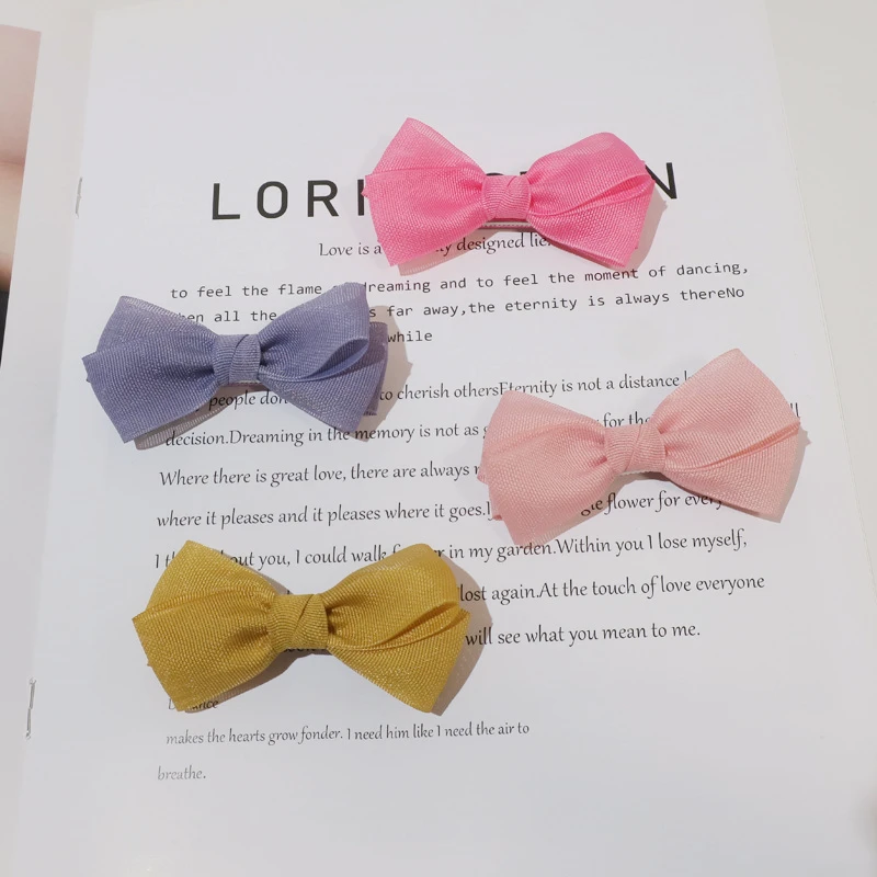 10Set/7C Solid Color Grosgrain Bow Hairpins Bowknot Hair Clips Barrettes Fashion Princess Headwear Boutique Hair Accessories