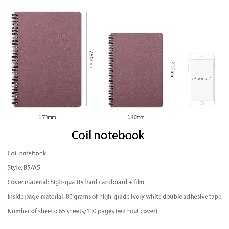 A5/B5 Color Cover Notebook Horizontal Line 130 Pages Daily Writing Notepad Planner Office School Supplies Stationery