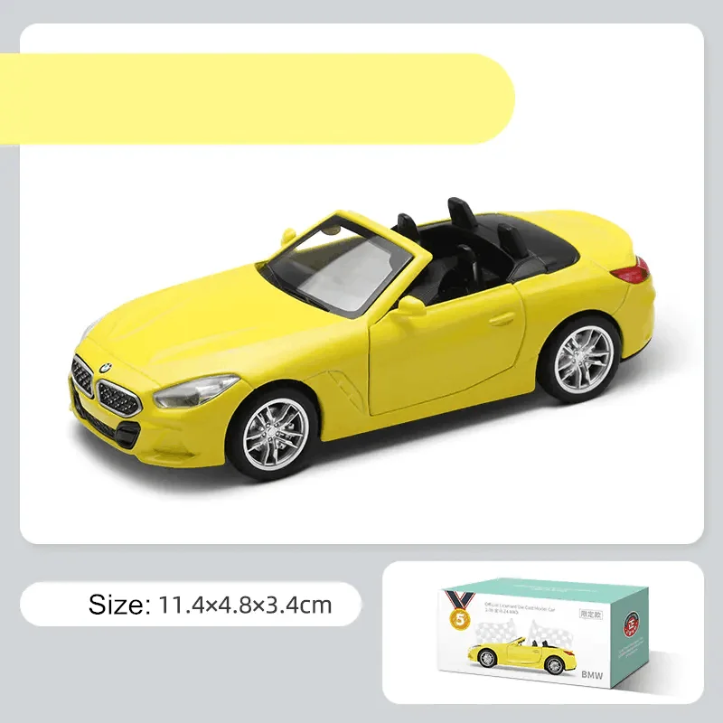 Diecast Metal Toy Model 1:38 Scale BMW Z4 M40i Convertible Car Pull Back Educational Collection Doors Openable Gift Match Box