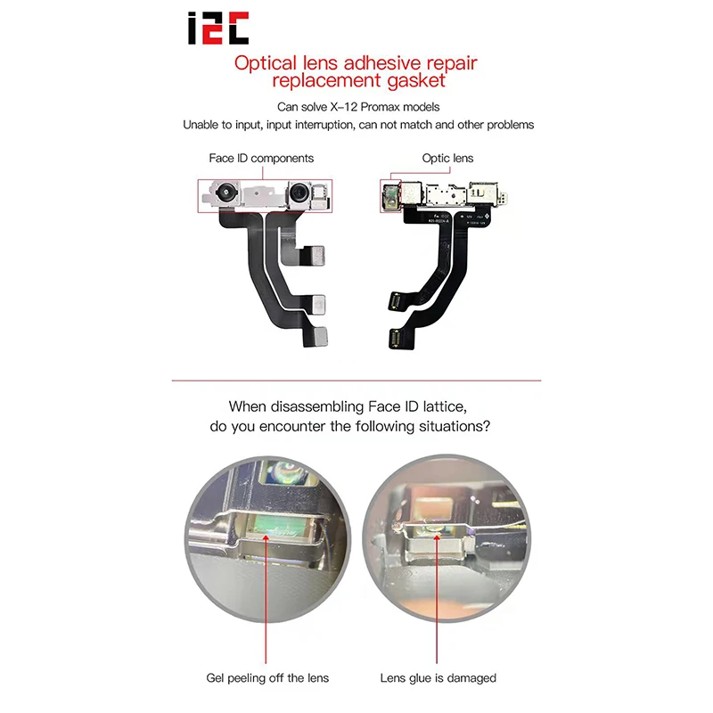 5PCS i2C Optical Luminous Mirror Original Glue Replacement Gasket With Original Glue Fix Face ID Face Fixed Adhesive For Repair