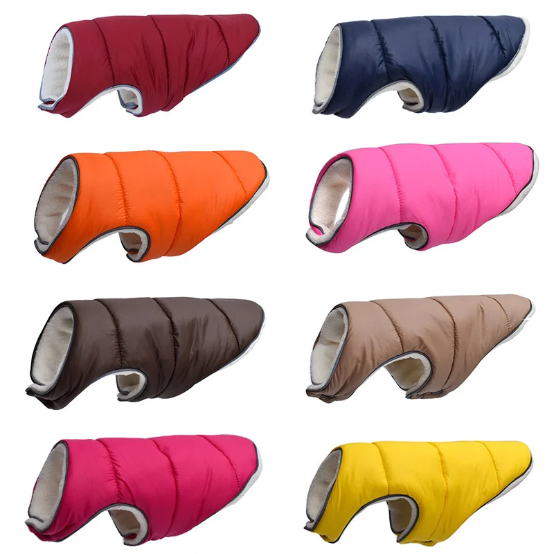 

New pet clothing autumn and winter thickened dog clothes cotton padded Warm Dog reflective clothes 8 colors