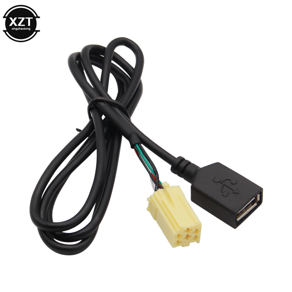 Car USB Adapter Cable AUX Function for Alfa Romeo Fiat Grande Punto 2007 + MINI-ISO 6 Pin Connector Plug Black