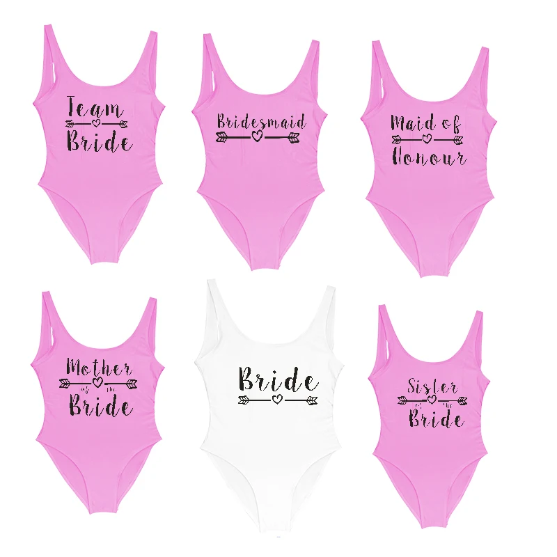 15colors Bride&Squad One Piece Swimsuit Bridesmaid Mother of the Bride/Groom Sister Bathing Suits Maid of Honour Swimwears