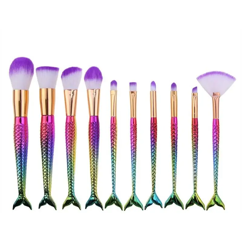 Makeup brushes New Mermaid Foundation Eyebrow Eyeliner Blush Cosmetic Concealer Fish tail make up brushes Tools