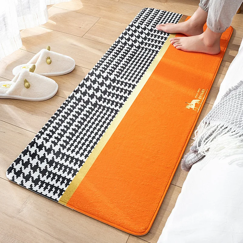 Nordic Fashion Strip Bedroom Bedside Mats Living Room Door Rugs Kitchen American Style Carpet Balcony Thick Plush Comfortable