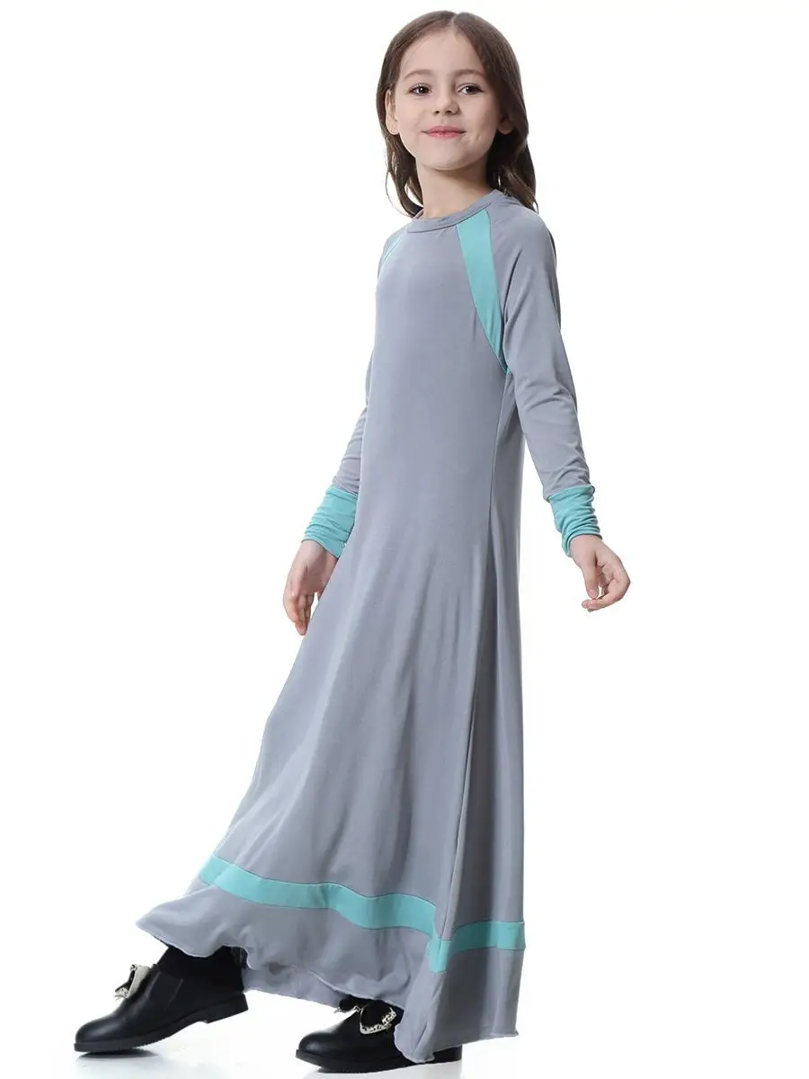 Muzułmańskie dzieci dziewczyny Maxi sukienka abaja arabskie z długim rękawem modlitewna Kaftan szata Kaftan islamska odzież arabski Kaftan w stylu