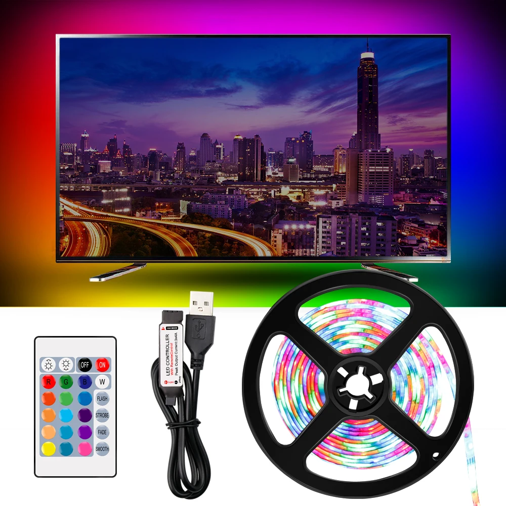 LED Light Strip 5V RGB Tape Lamp Ribbon LED Flexible Light USB RGBW Waterproof TV BackLight For Bedroom Wall Background Lighting