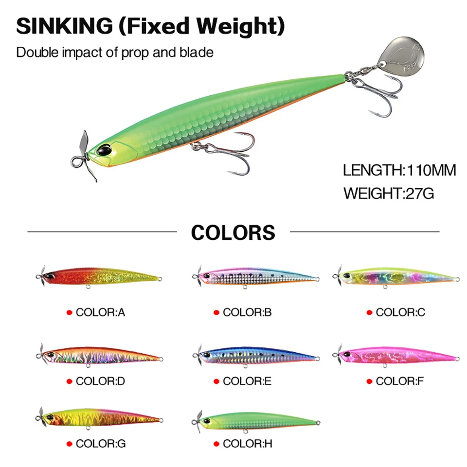 WALK FISH Pencil Fishing Lure 110MM 27G VIB Spinner Sinking Hard Bait Wobbler Minnow Japanese Quality Carp Fishing Tackle