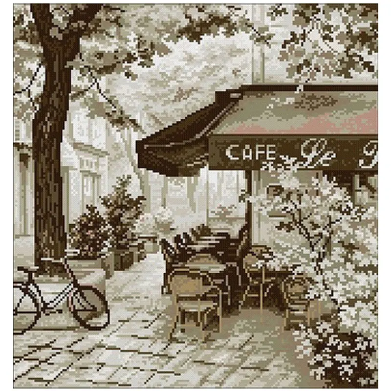 Parisian cafe patterns Counted Cross Stitch 11CT 14CT 18CT DIY Chinese Cross Stitch Kits Embroidery Needlework Sets