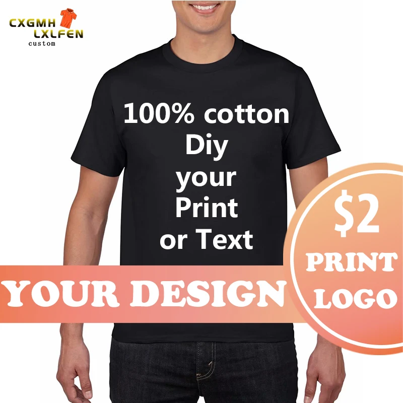 NO LOGO Price Cotton T-shirt Short Sleeve Solid Color O-neck T-shirt Tops Tee Customized Print Your  Design Printed Unisex 180g