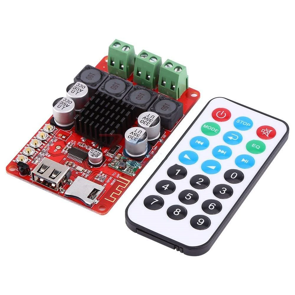 

TPA3116 BT Receiver Digital Audio Amplifier Board TF Card U-disk Player FM Radio With Remote Controller