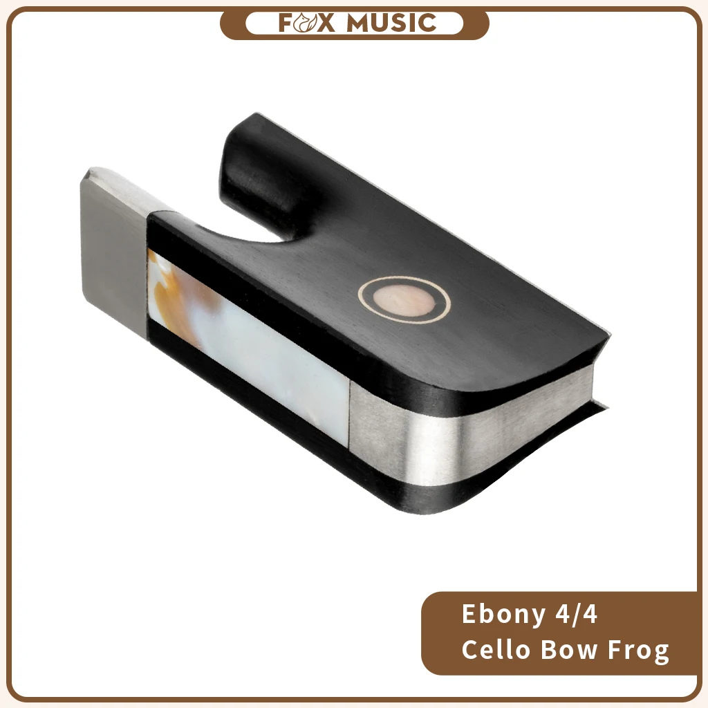 1Pcs Cello Bow Ebony Frog Abalone Shell Slide Parisian Eyes Inlay Cupronickel Cello Bow Luthier Frog Useful Accessories