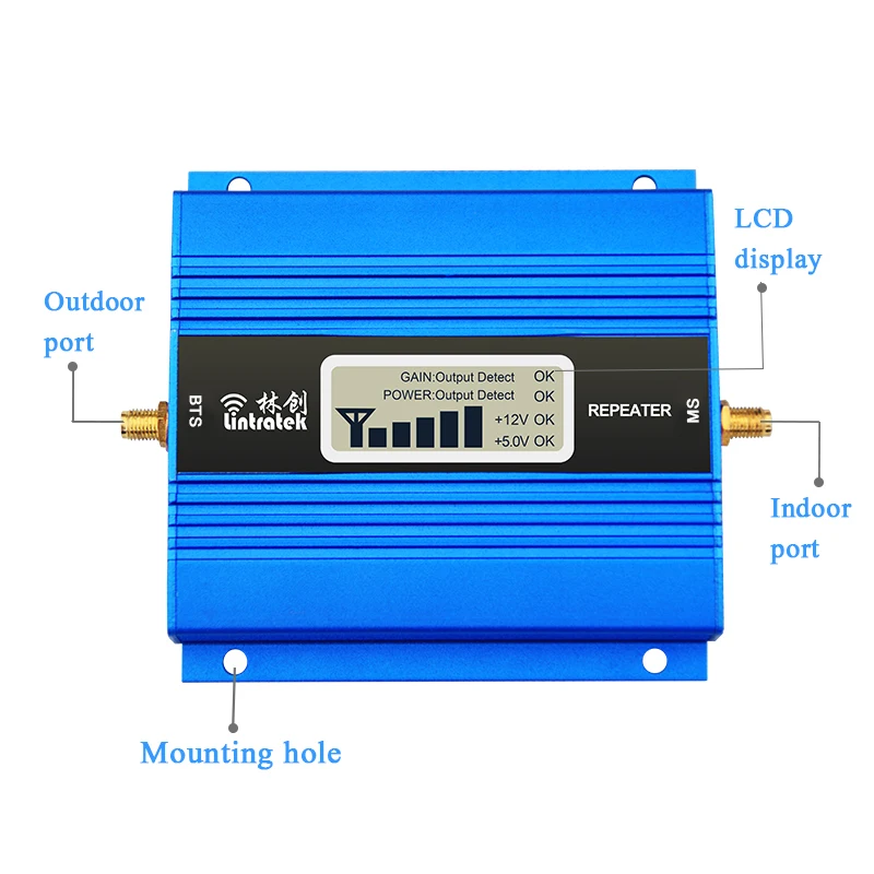 Lintratek GSM Repeater 900Mhz Signal Booster GSM 900 Ampli 2G Mini Mobile Phone Signal Repeater LCD Display Full kit 10M cable