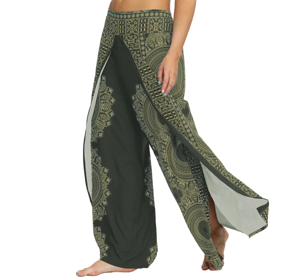 Women\'s Casual Pants Patchwork Comfortable Baggy Yoga Print Aladdin Harem Hippie Boho Colorful