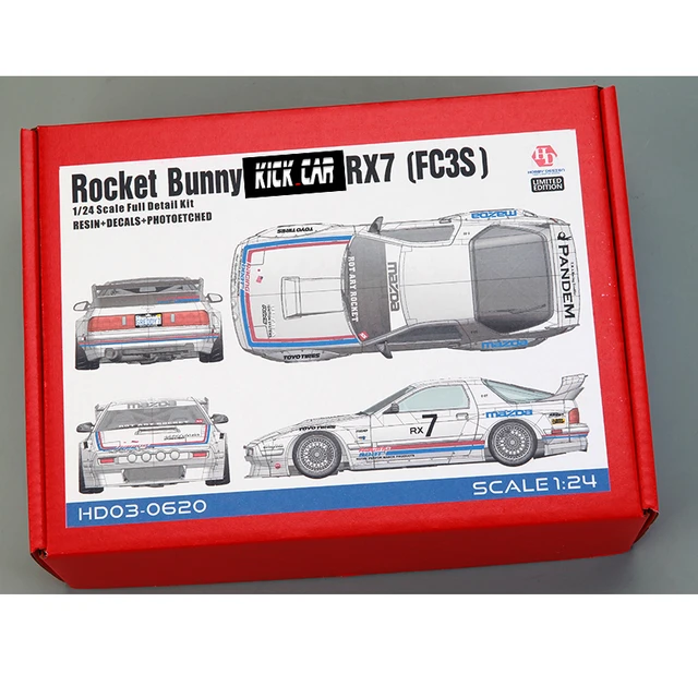 Hobby Design 1/24 Rocket Bunny RX7(FC3S) Full Detail Kit  (Resin+PE+Decals+Metal Wheels+Metal parts+Metal Logo) HD03-0620