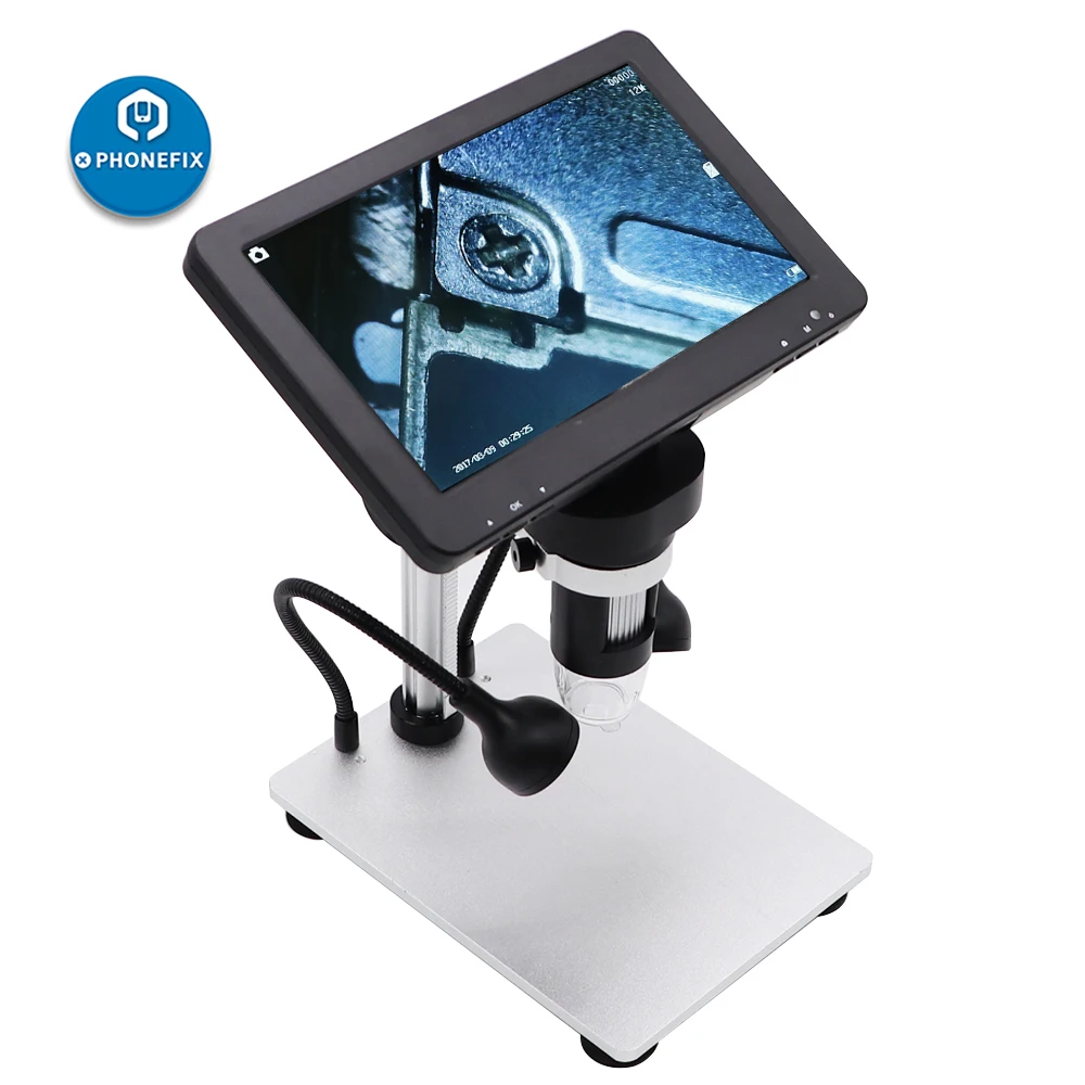 

1-1200X DM9 USB Digital Electronic Microscope Portable 8 LED industrial magnifier Camera With 7 inch Screen for phone Repair
