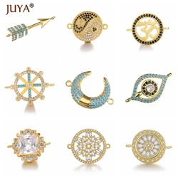 Juya 트렌디 시리즈 커넥터, 반짝이는 지르콘 크리스탈 주얼리 부속품, DIY 주얼리 부품