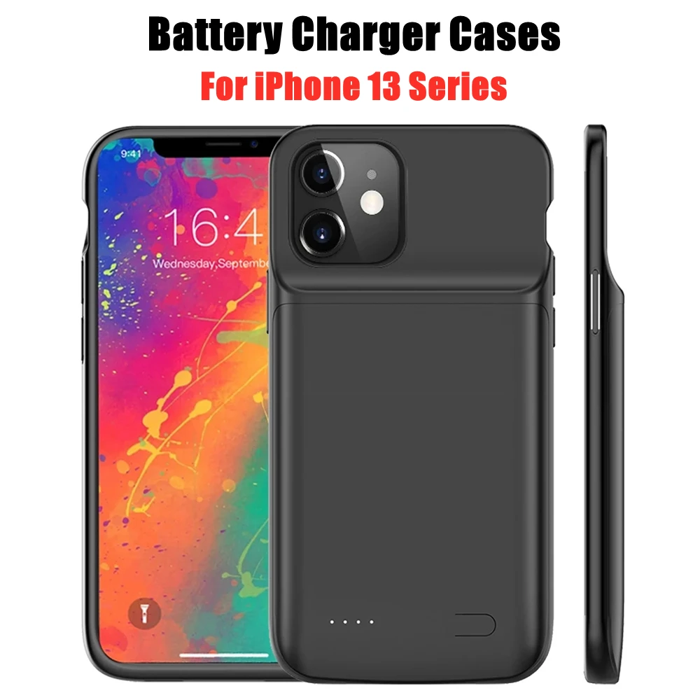 

Power Bank Cover For iPhone 14 13 12 Pro Max 13 Pro 13 Mini 14Plus External Battery Cases Portable Charger Powerbank Case