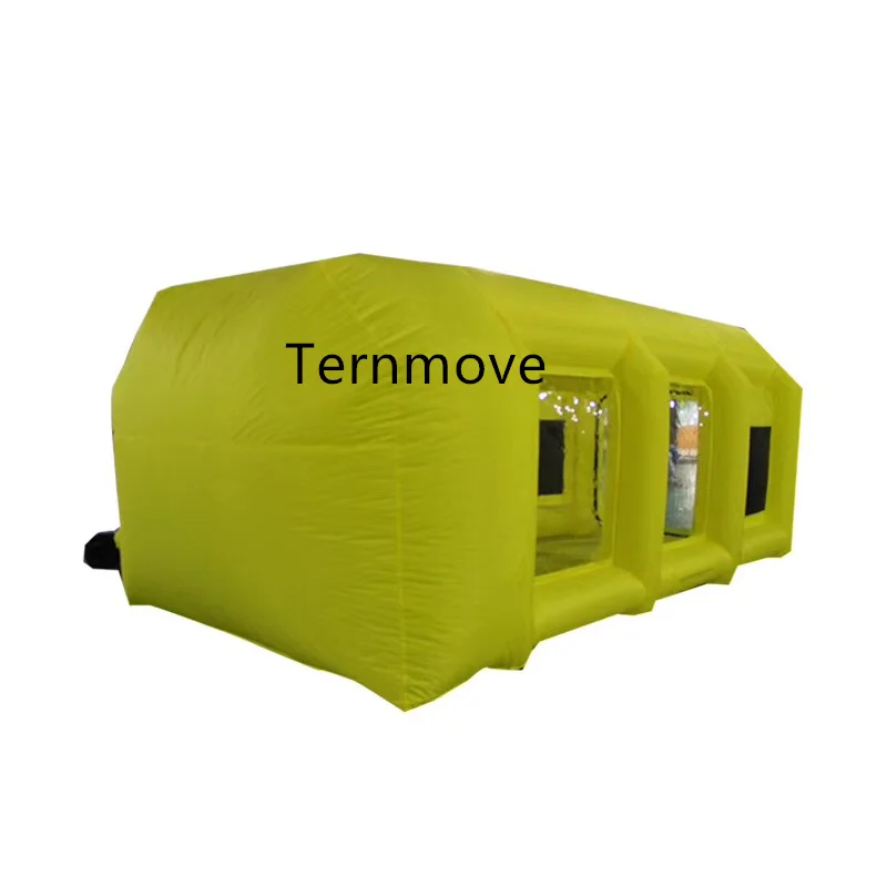 Outdoor yellow color Inflatable Spray Booth,Car Spray Paint Booth Inflatable Car Painting Cabin With 2 Free Air Blowers for sale