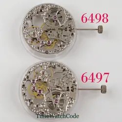 17 Jewels Mechanical Hand Winding Movement Asia 6497 6498 Skeleton Silver Classic Hollow Style