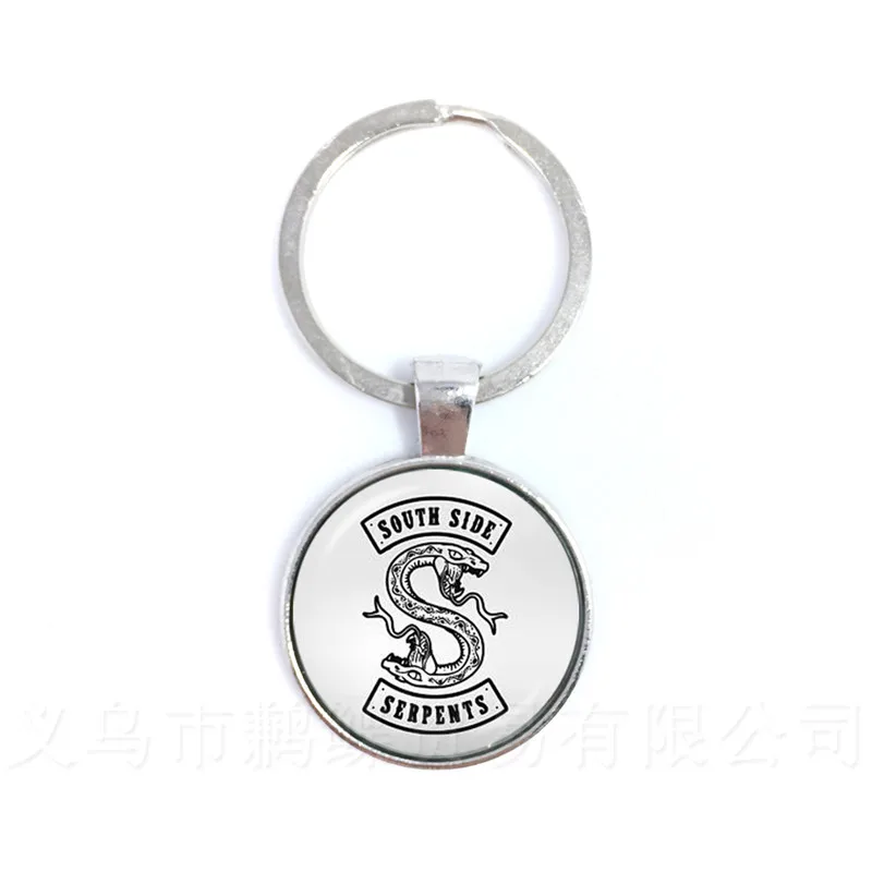 Trendy Riverdale South Side Serpents Keychains 25mm Glass Dome Riverdale Key Rings For Women Men Kids Jewelry Gift