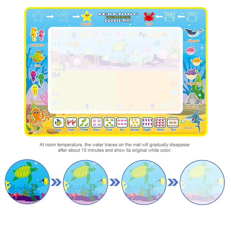 100x70cm Kids Magic Water Drawing Mat Ocean Life Theme Coloring Doodle Mat Painting Board Early Educational Toys Birthday Gift