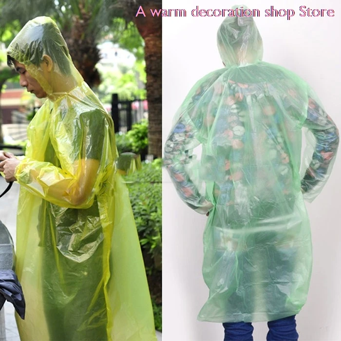 Unisex Wegwerp Regenjas Adult Emergency Waterdichte Kap Poncho Reizen Camping Moet Regen Jas Plastic Pe