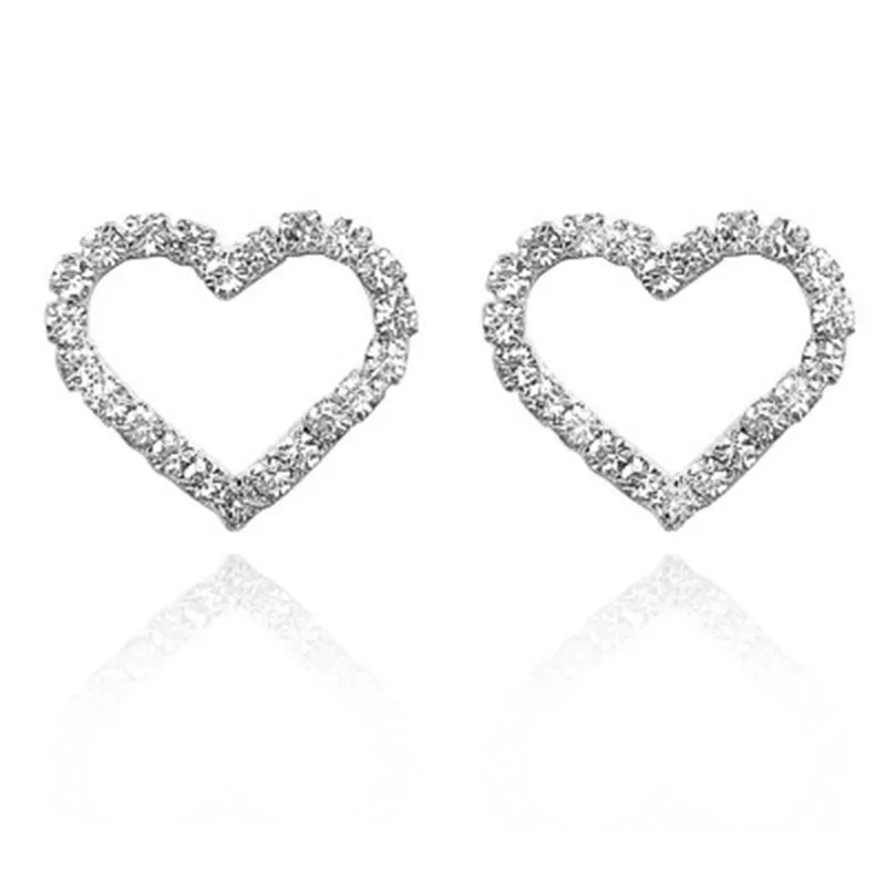Korean Fashion Heart Stud Earrings Bling Zircon Stone Earrings for Women Fashion Jewelry 2020 Stud Earrings