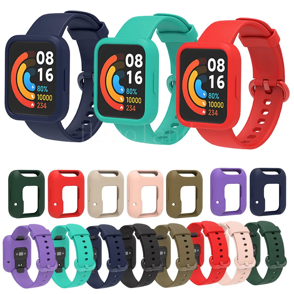 Silikonowy pasek do zegarka Xiaomi Redmi Watch 2, pasek na rękę, bransoletka do zegarka Redmi Watch 2 Lite, opaska na nadgarstek + etui