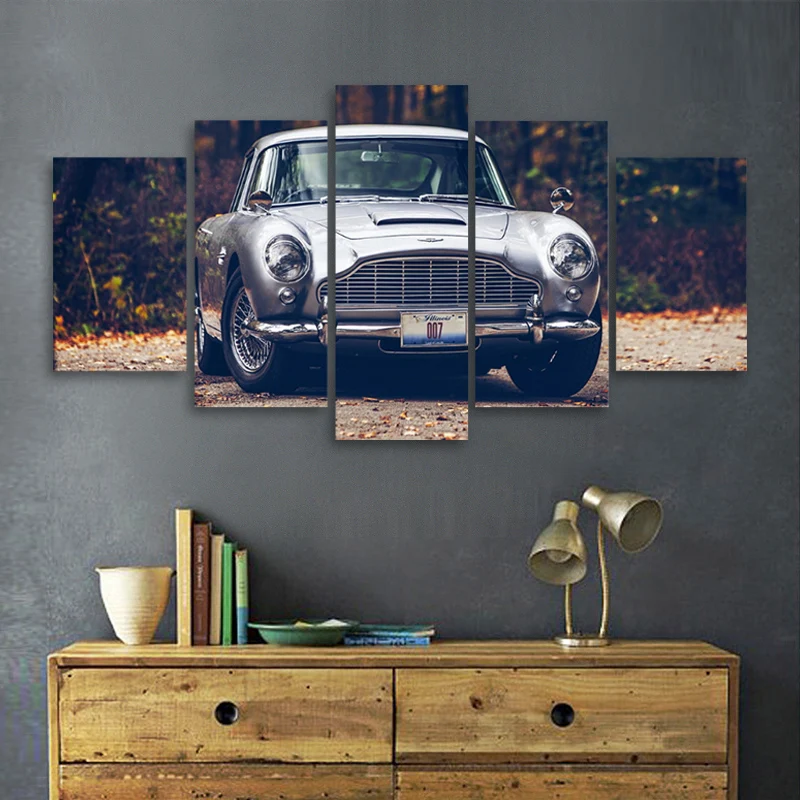 5 Pieces Martin Sports Car Modular Cuadros Paintings Wall Art Framework Home Decor Canvas Pictures Posters Decoration