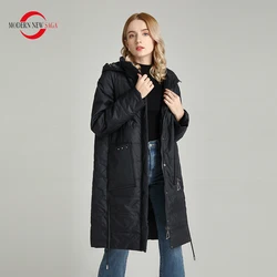 MODERN NEW SAGA Autumn Women Parka 2022 Spring Women Coat Ladies Padded Jacket Hooded Casual Long Coat Overcoat Puffer Jacket