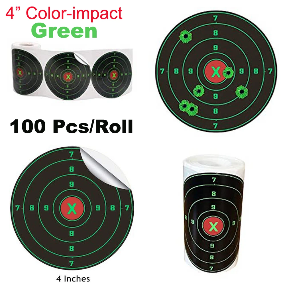 Cibles auto-adhésives pour odorBB, autocollants de cible réactive, odorà granulés, airsoft, carabine, tir, 4 ", 100 pièces par rouleau