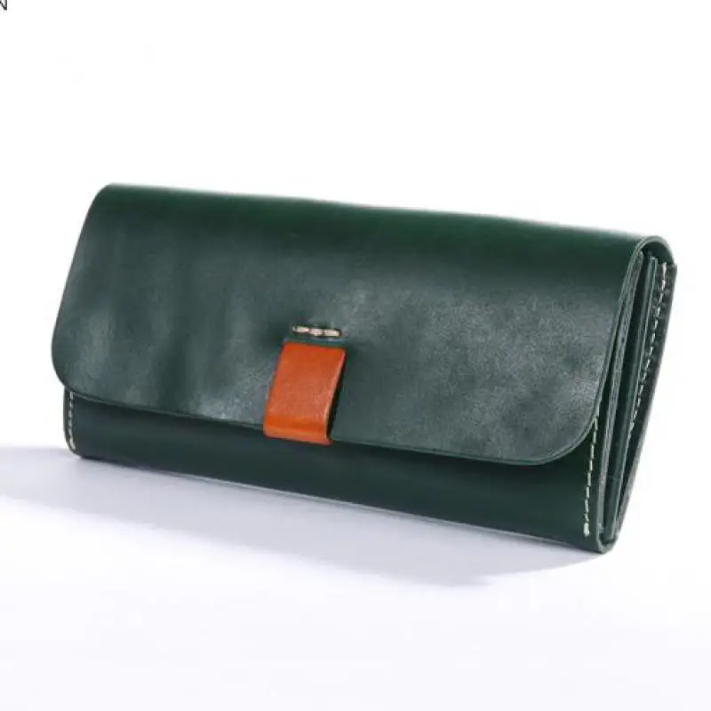 Portafoglio lungo da donna pochette da donna in vera pelle pochette semplice stile Casual in pelle conciata al vegetale portafoglio femminile