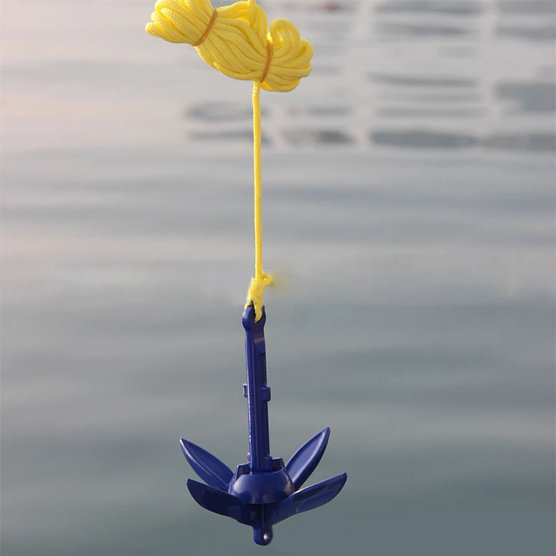 Bote de remo dobrável, kit com 4 dentes de âncora compacto, corda marinha para canoas, acessórios de pesca, barco