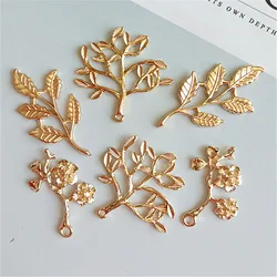 10 Pcs/lot Alloy Leaf Branch Button Accessories DIY Handmade Bridal Ornaments Headdress Clothing Earring Jewelry Accessories