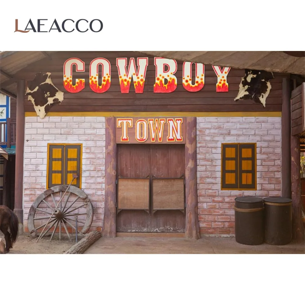 Laeacco-Arrière-Plan de Photographie pour Studio Photo, Vieux Bois, Grange, Cheval, West Cowboy, États-Unis, Enfant, ixde Bébé