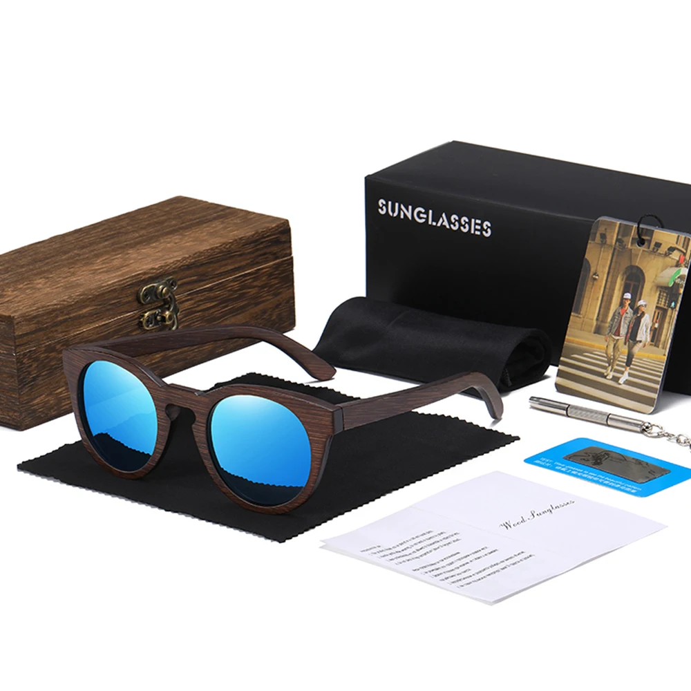 GM Marke Desgin Frühjahr Neue Stil 100% Bambus Polarisierte Sonnenbrille Männer Frauen Mode Gläser UV400 Holz Platz Box
