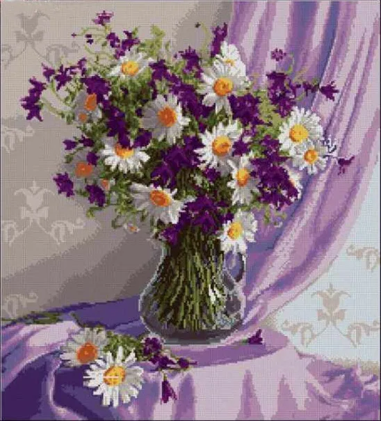 Lilac still life Wildflower Cross Stitch Kits Needlework sewing 14CT Unprinted Embroidery Top Quality DIY Handmade Decoration