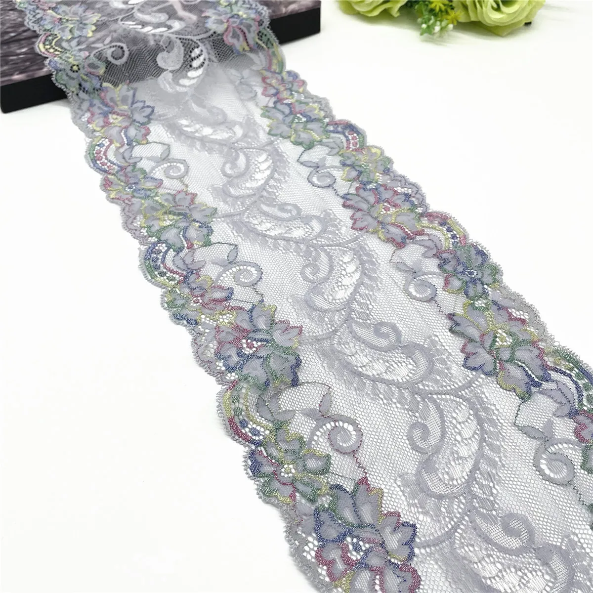 3 anni/lotto Larghezza 17.50 cm Viola Grigio Lucido Stretch Lace Trim Per Lingerie Cucito Mestiere Abbigliamento FAI DA TE Tessuto di Pizzo