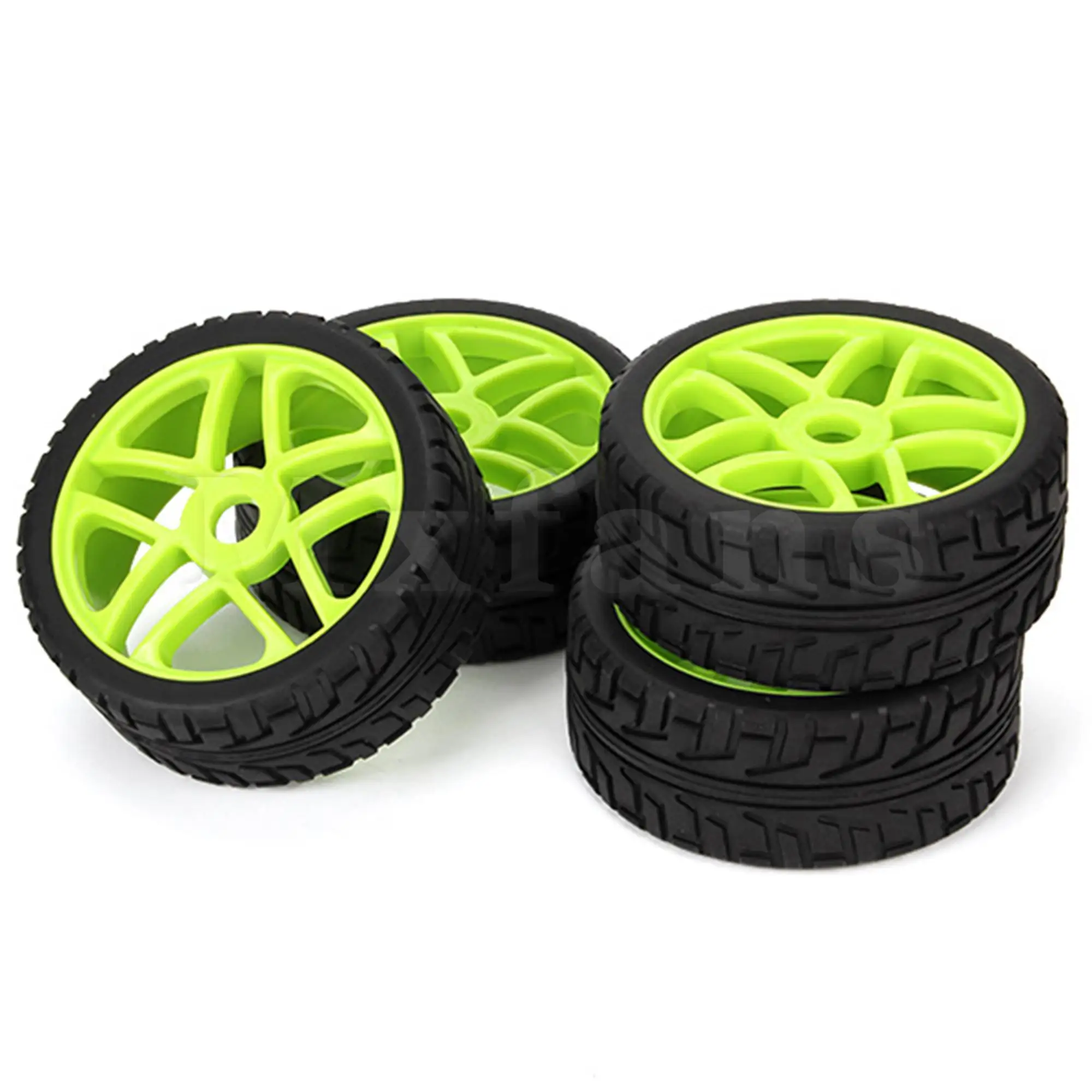 Mxfans 4pcs RC 1:8 Grip Pattern Tires & Five-star Wheels Replacement For Off-road Car